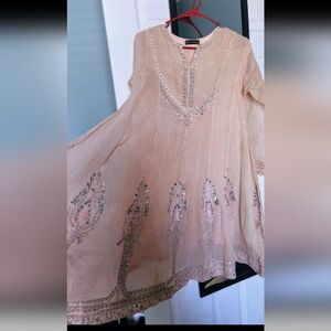 Elegant Peach Embroidered Dress